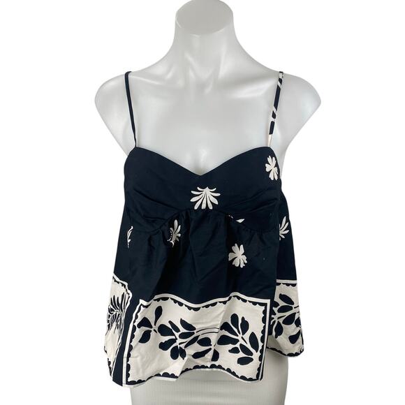 Zara Tops - NEW Zara Womens Black Floral Smocked Sleeveless Flare Peplum Camisole Tank Top M